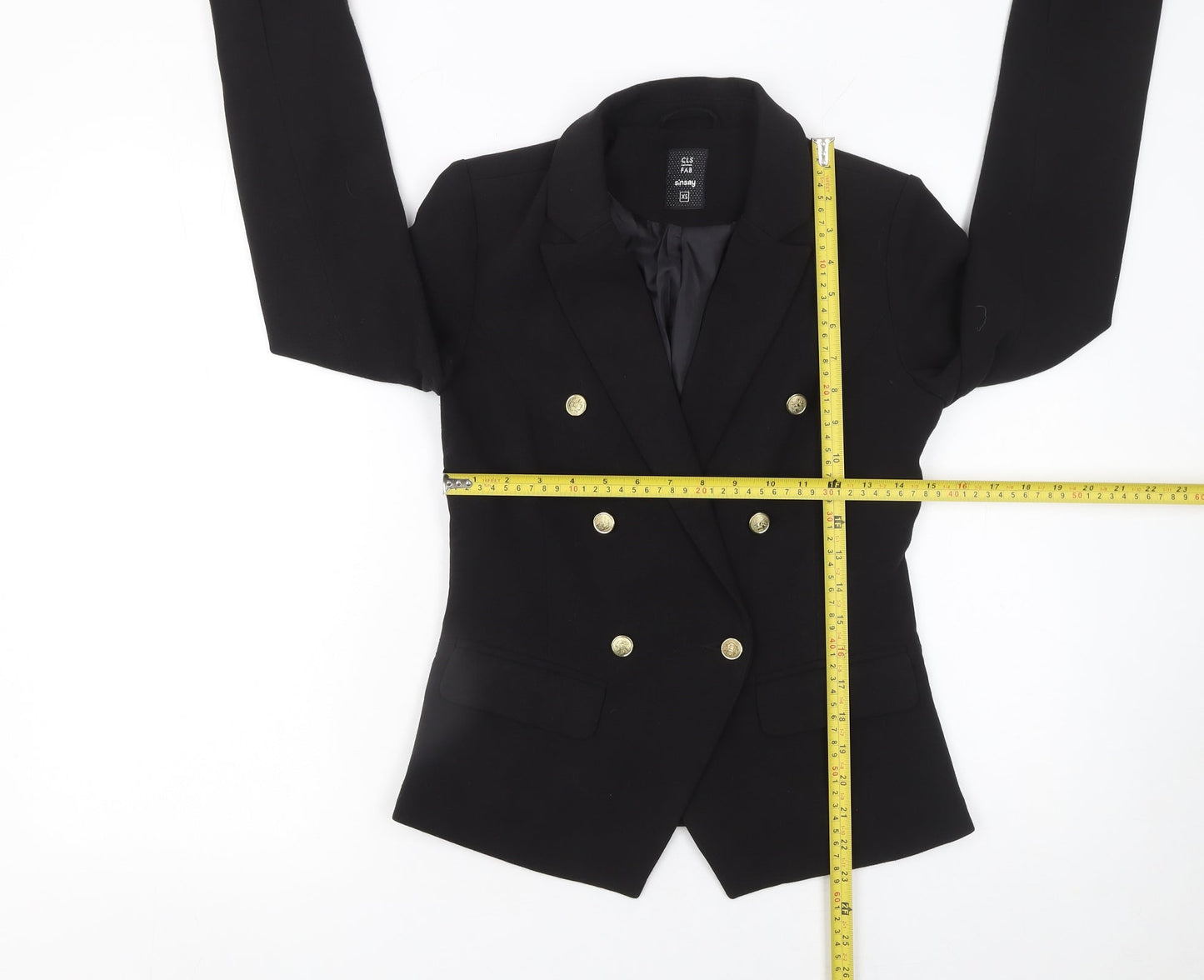 Sinsay Women’s Black Double-Breasted Blazer XS Classic Style