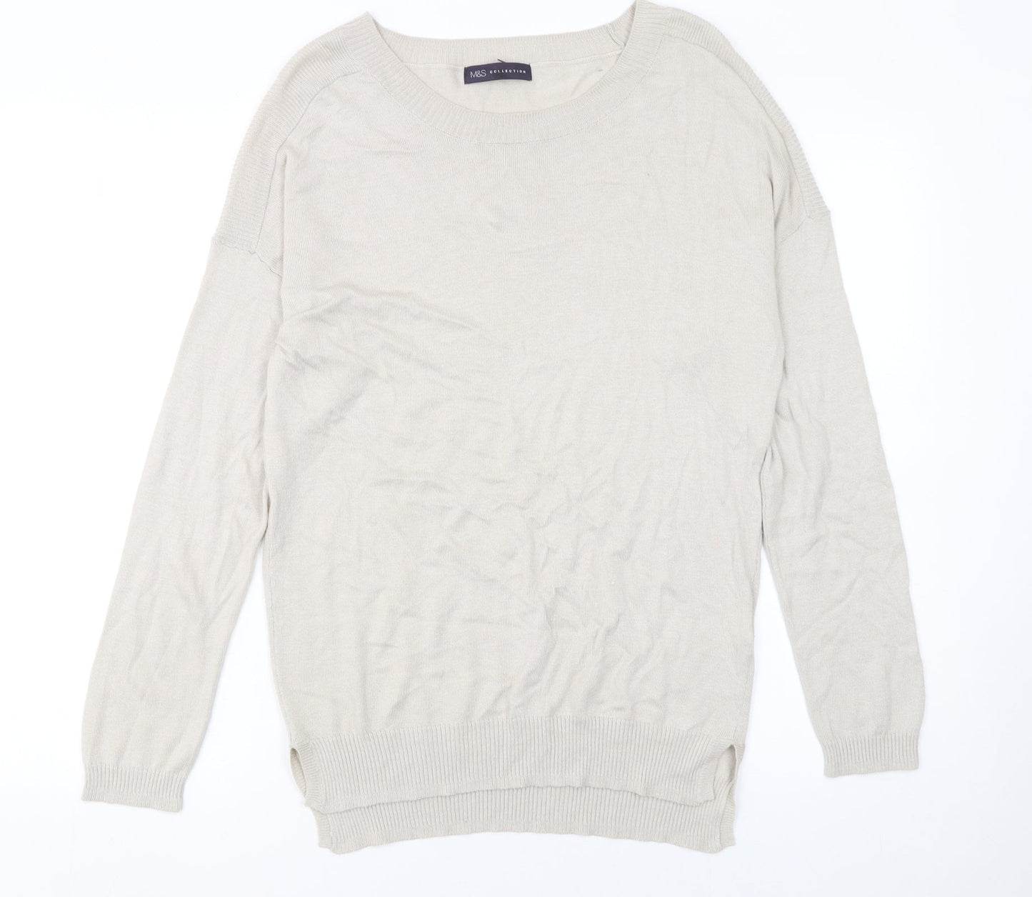 Marks and Spencer Women’s Beige Crew Neck Long Sleeve Jumper Size 12