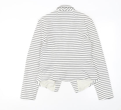 New Look Women White Striped Blazer Jacket Size 12 Regular Fit