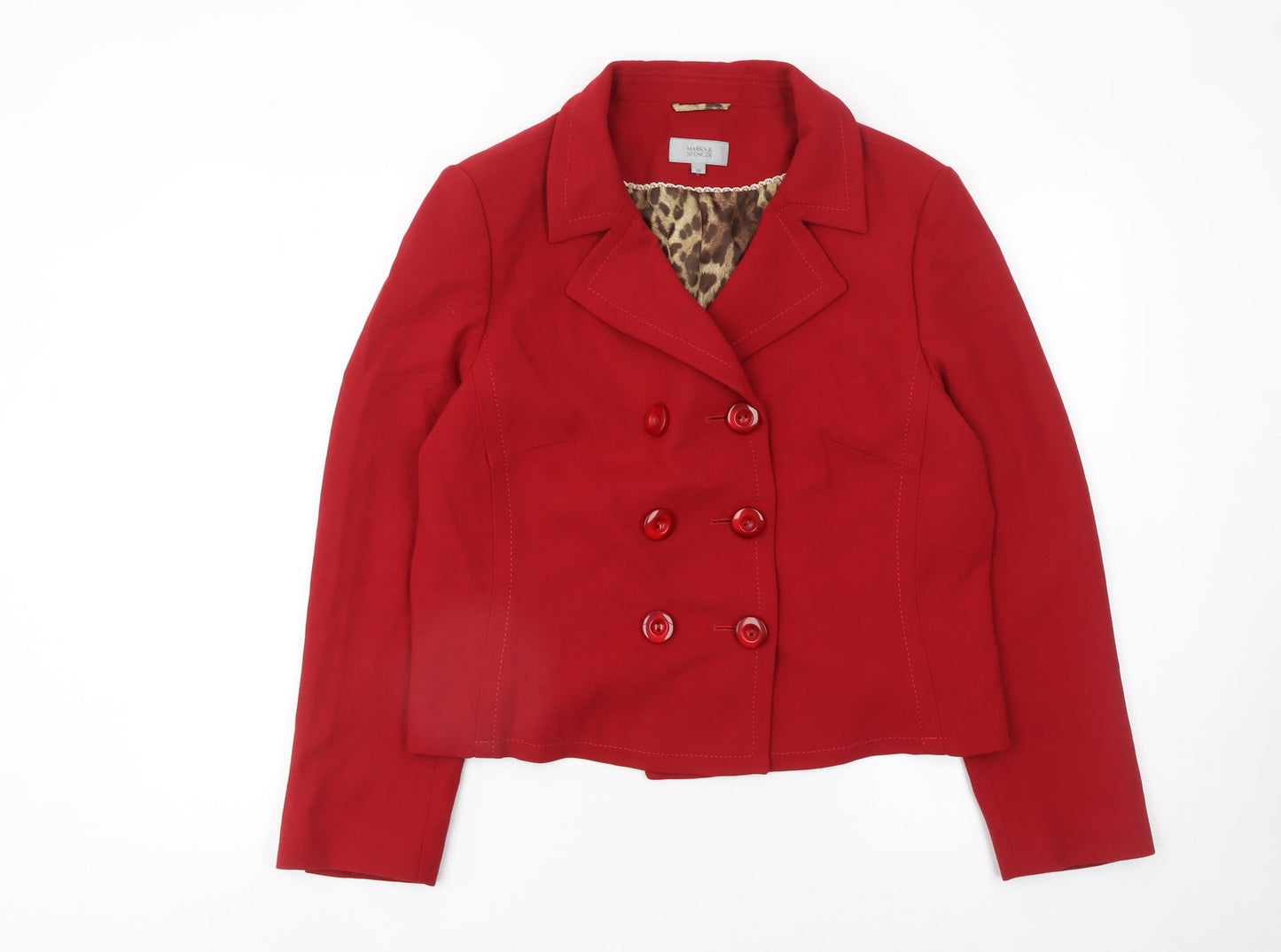 Marks and Spencer Women Red Double-Breasted Tuxedo Jacket UK 18 Classic Fit