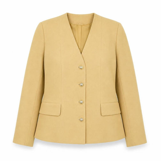 Eastex Women Beige Tailored Four-Button Lined Suit Jacket Size 10
