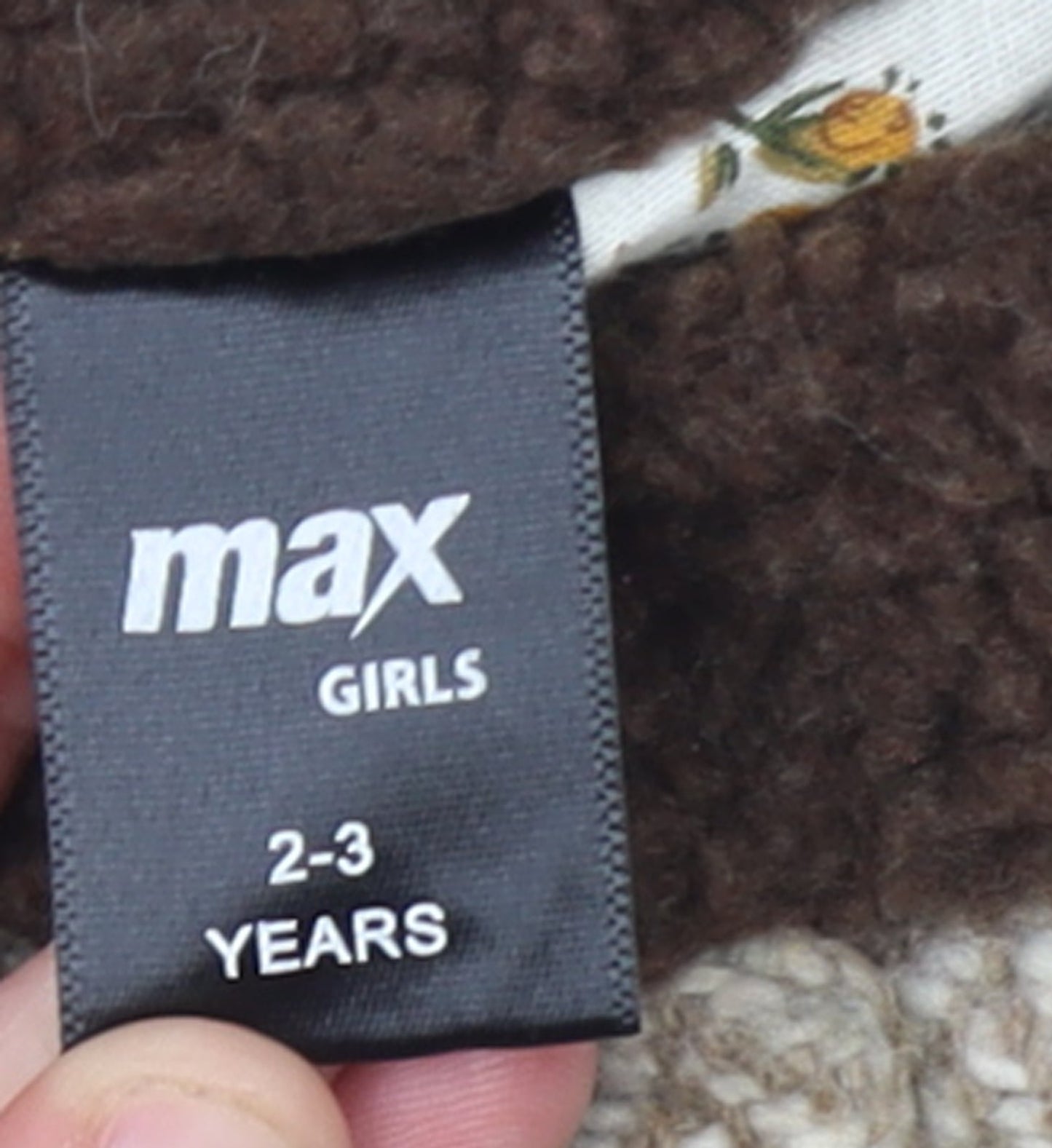 Max Girls Beige Herringbone Double-Breasted Pea Coat 2-3 Years