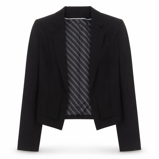 Marks & Spencer Women Black Size 10 Classic Tailored Crop Blazer