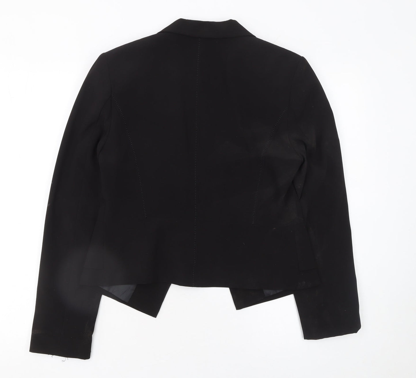 Marks and Spencer Women Black Size 10 Classic Tailored Crop Blazer