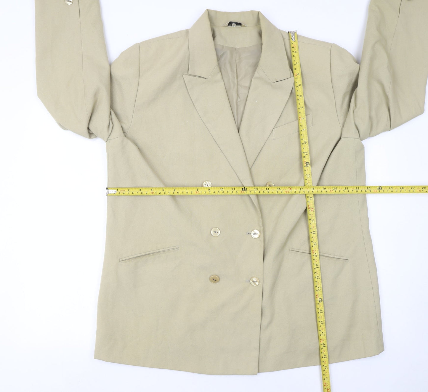 Kiss Collection Beige Double-Breasted Blazer Jacket Women’s Size 18