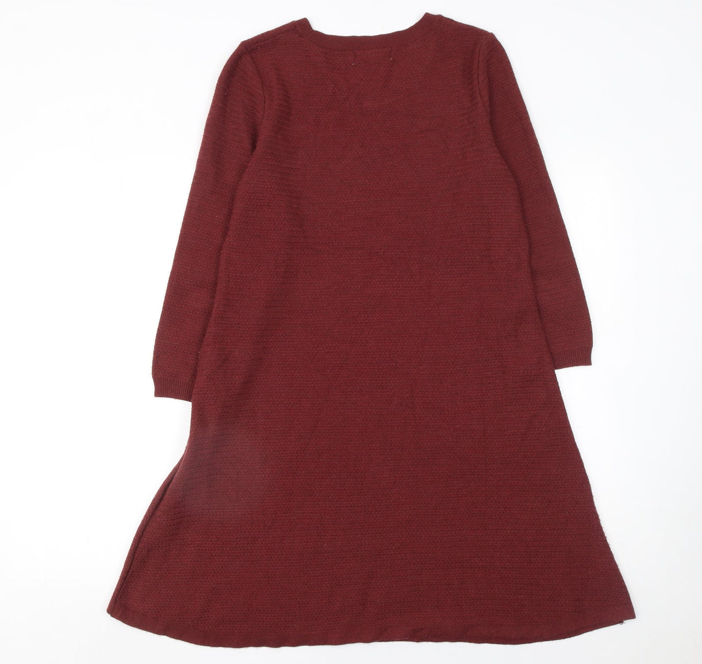 Fat Face Women Red Knit Shift Dress Size 12 3/4 Sleeve