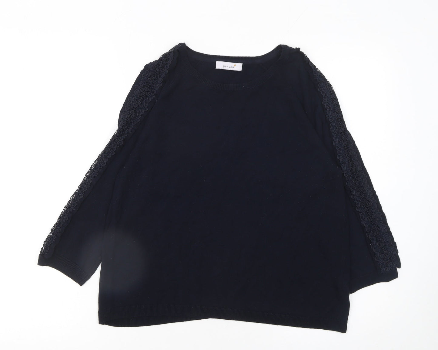 Marks and Spencer Women’s Black Lace Trim 3/4 Sleeve Jumper Size 12