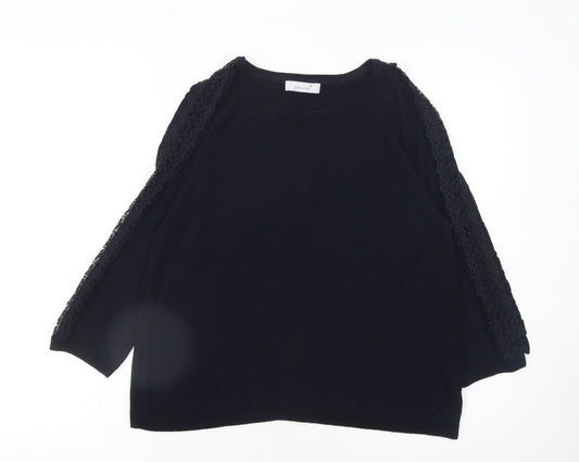 Marks and Spencer Women’s Black Lace Trim 3/4 Sleeve Jumper Size 12