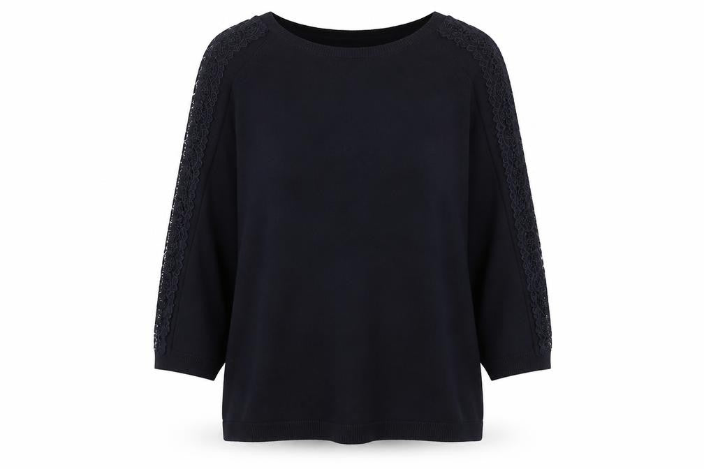 Marks & Spencer Women’s Black Lace Trim 3/4 Sleeve Jumper Size 12