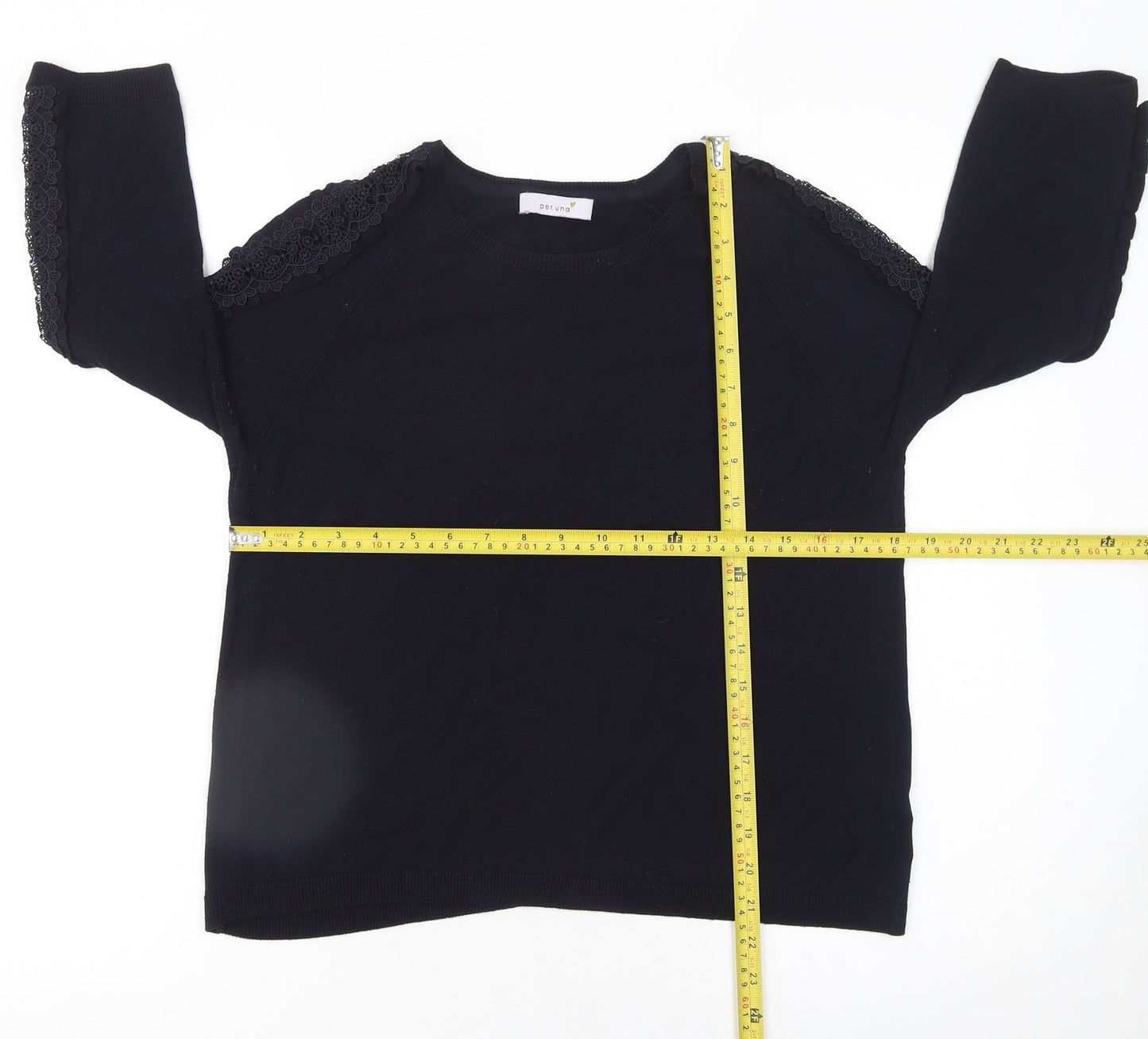 Marks and Spencer Women’s Black Lace Trim 3/4 Sleeve Jumper Size 12
