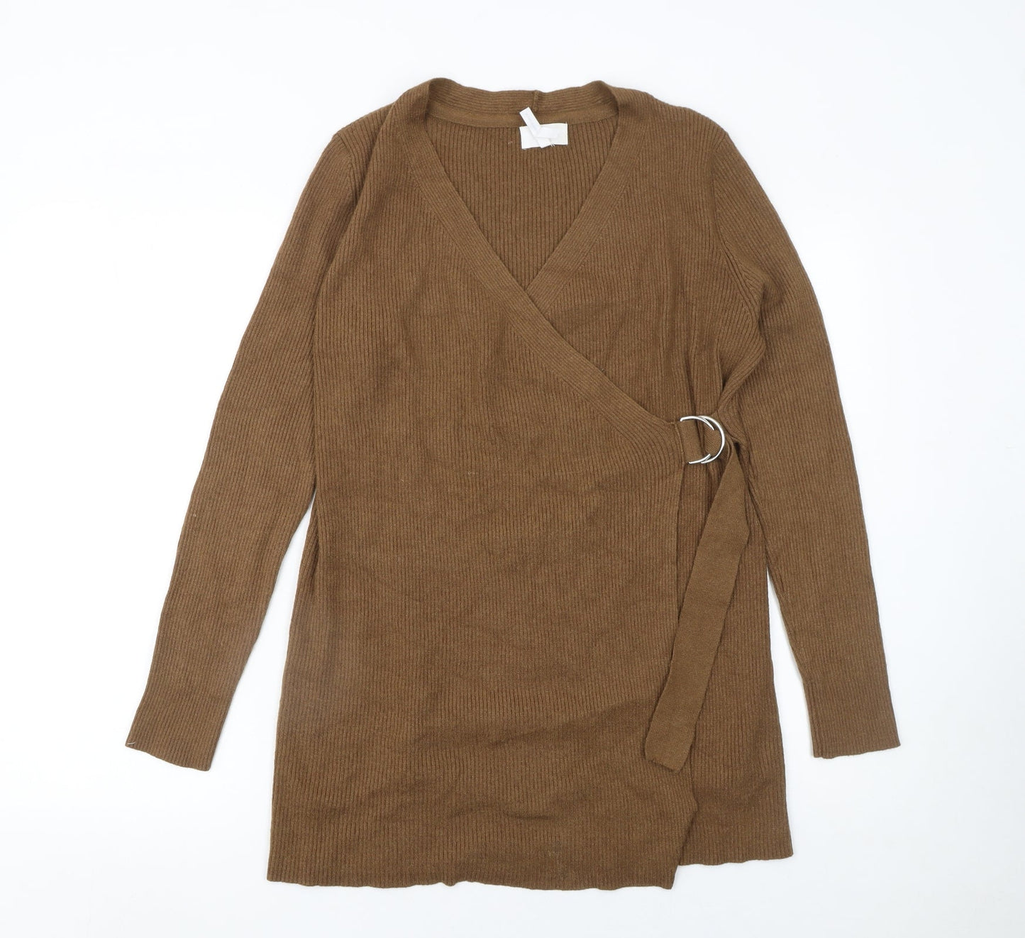 OBJECT Womens Brown Wrap Knit Long Sleeve Jumper S