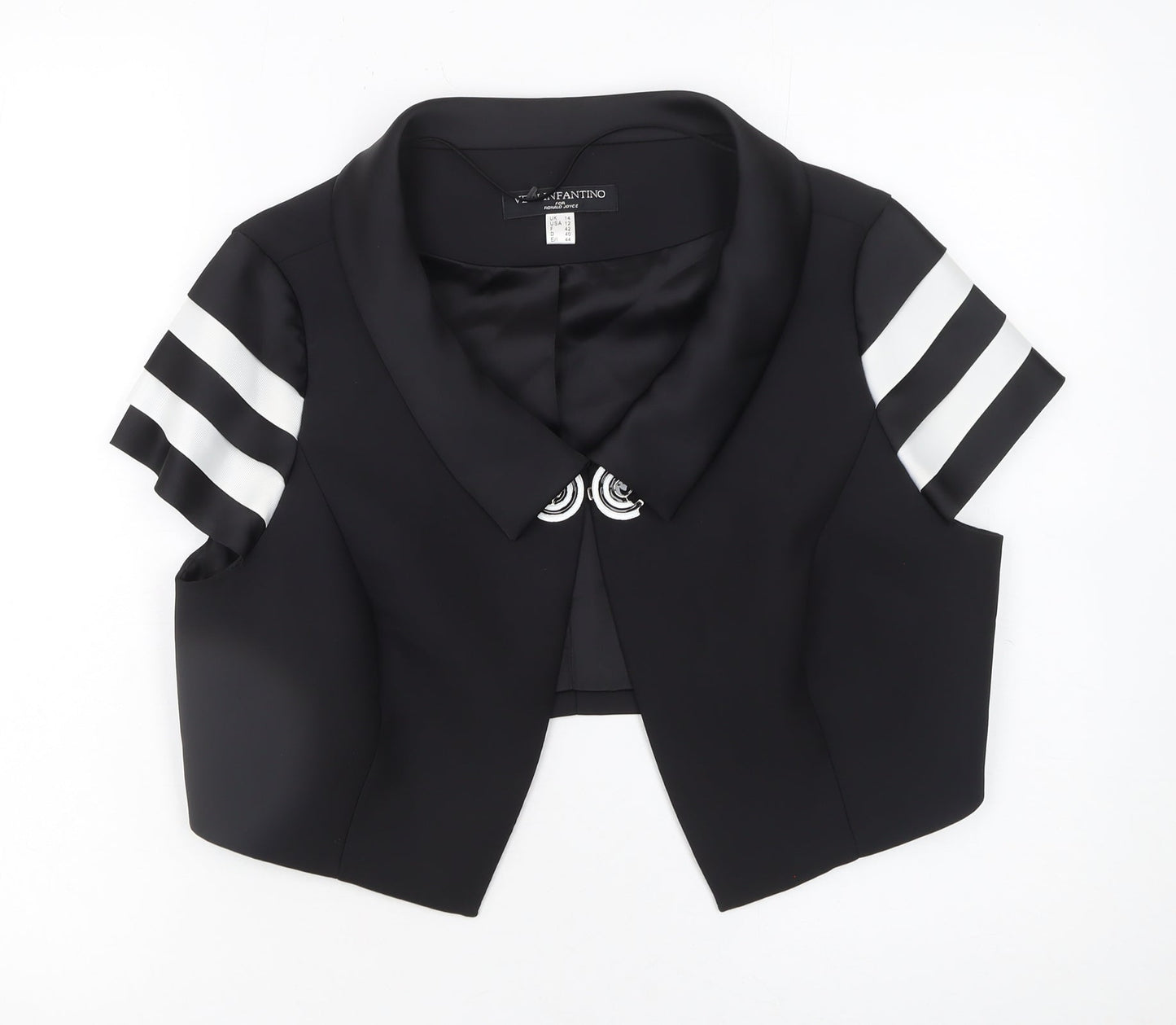 Veni Infantino Women Black Size 14 Cropped Tailored Suit Top