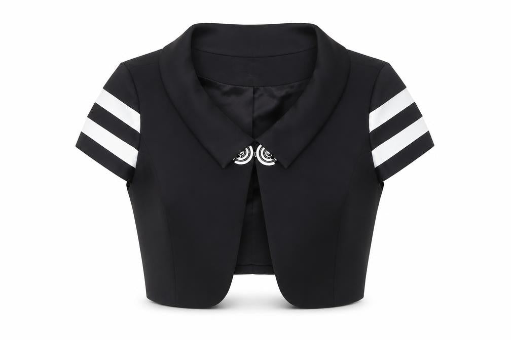 Veni Infantino Women Black Size 14 Cropped Tailored Suit Top