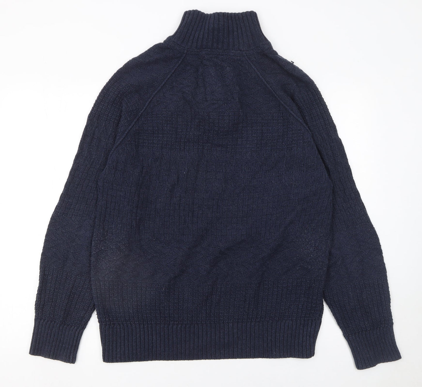 Fat Face Men's Blue 1/4 Zip High Neck Chunky Knit Jumper L