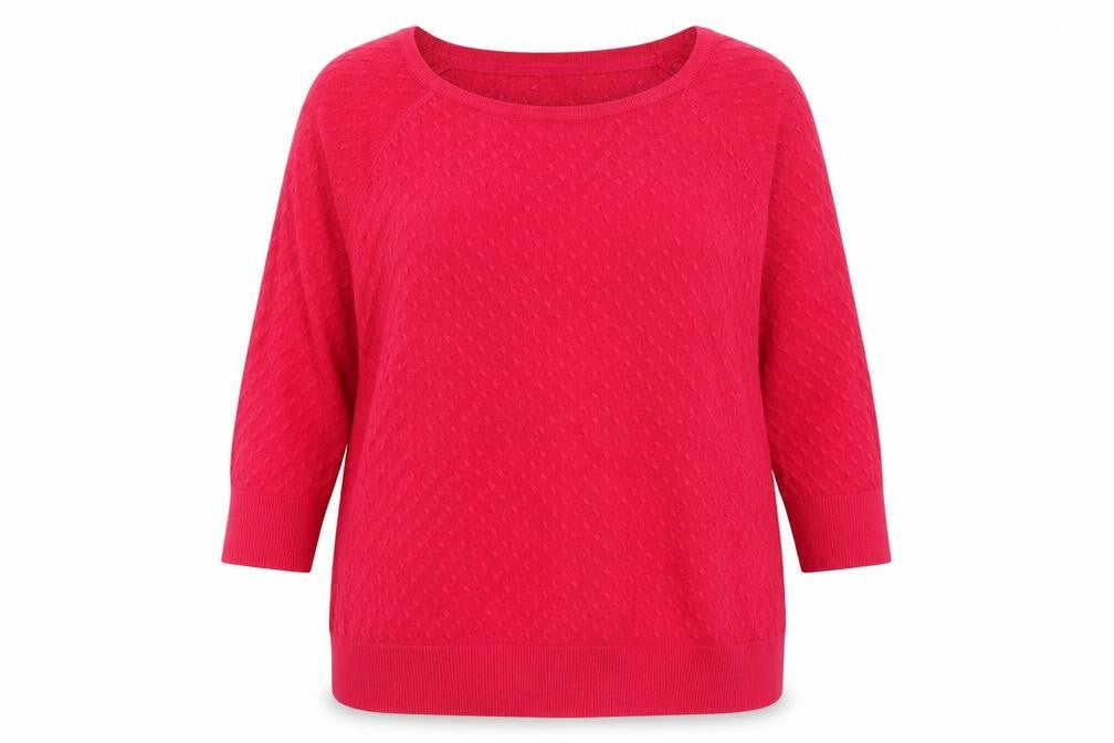 Marks & Spencer Women’s Red 3/4 Sleeve Round Neck Knit Jumper Size 16
