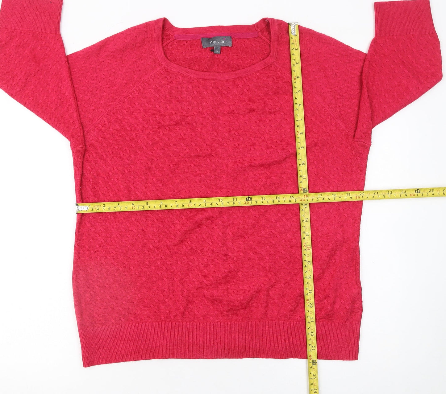 Marks and Spencer Women’s Red 3/4 Sleeve Round Neck Knit Jumper Size 16