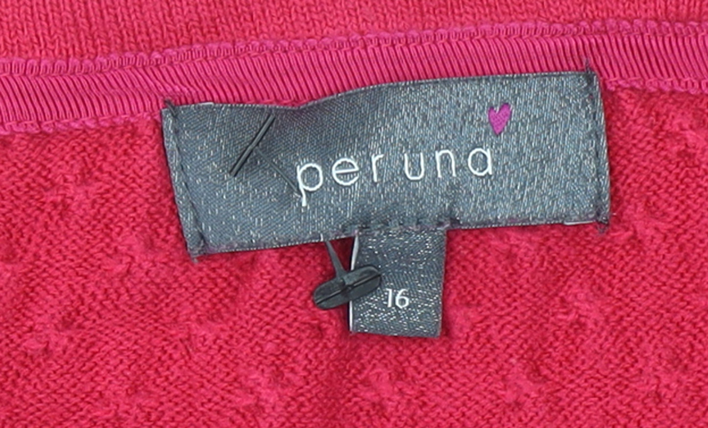 Marks and Spencer Women’s Red 3/4 Sleeve Round Neck Knit Jumper Size 16