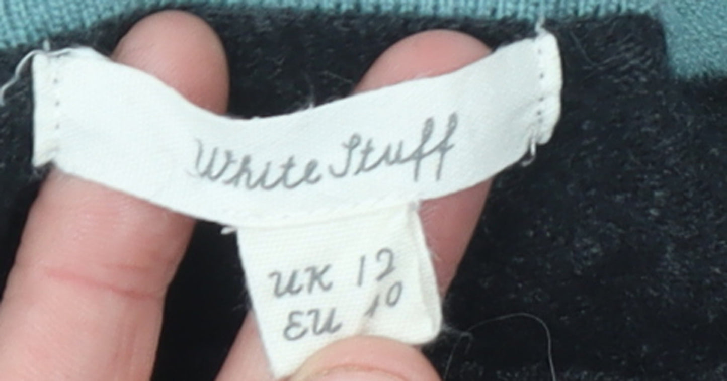 White Stuff Women's Black Wool Blend Button Shoulder Jumper UK 12