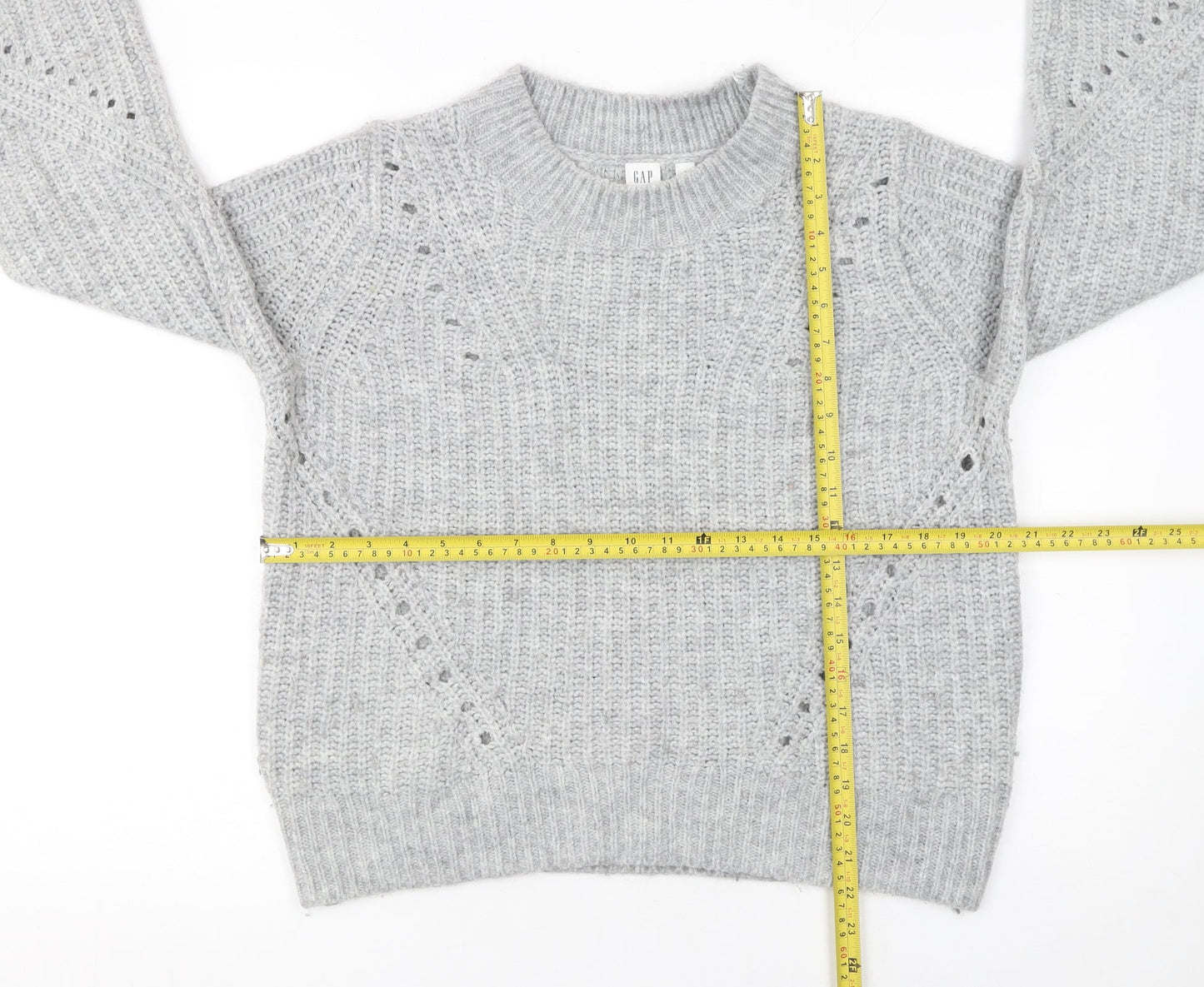 GAP Women’s Grey Chunky-Knit Crew Neck Pullover Jumper Size L