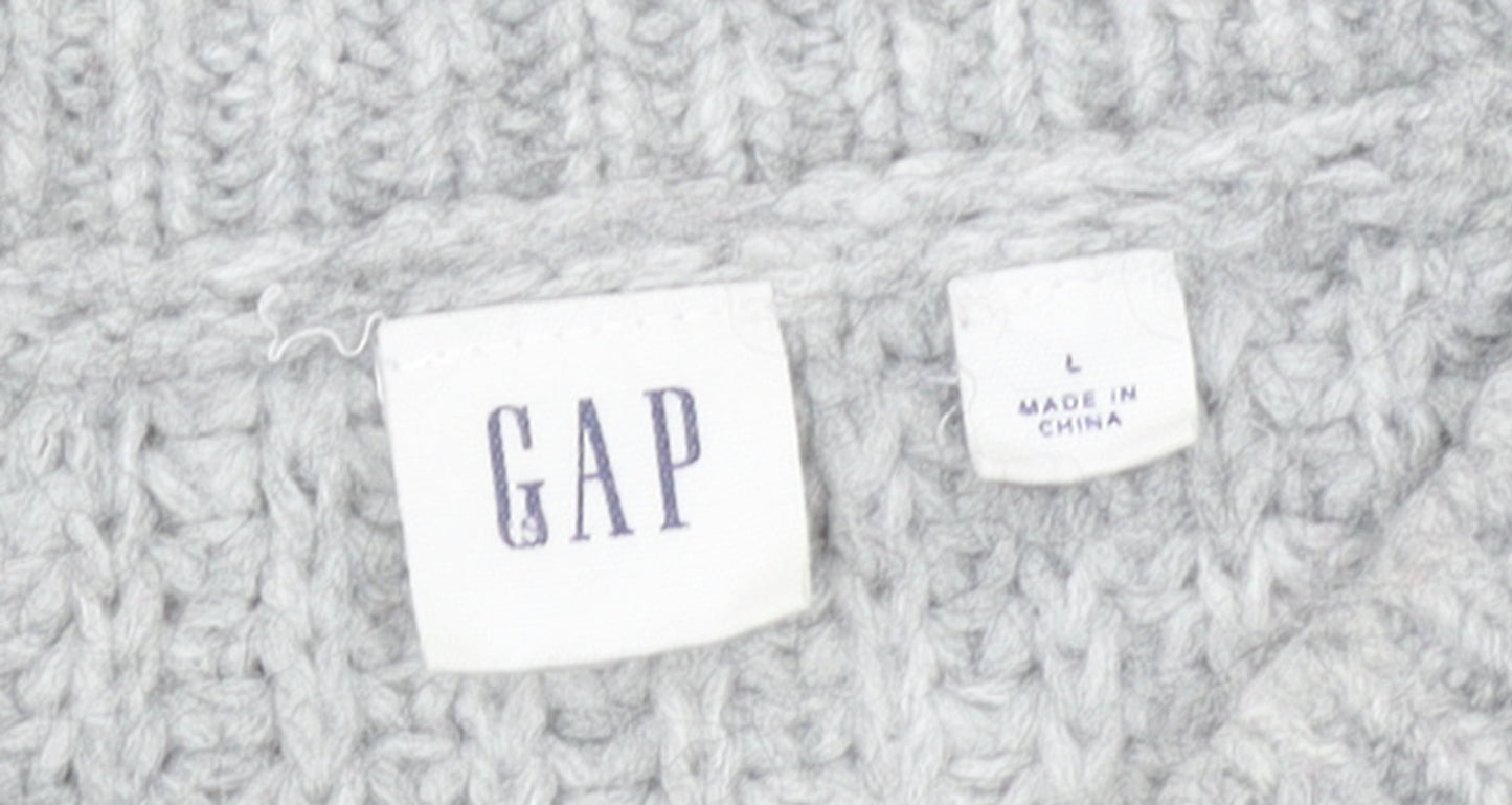 GAP Women’s Grey Chunky-Knit Crew Neck Pullover Jumper Size L