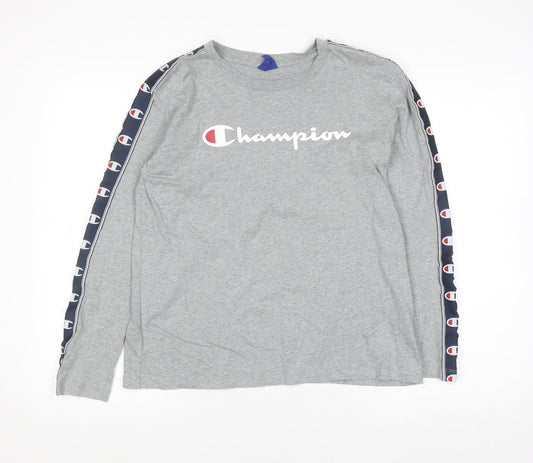 Champion Men's Grey Long Sleeve Crew Neck Sweatshirt Medium