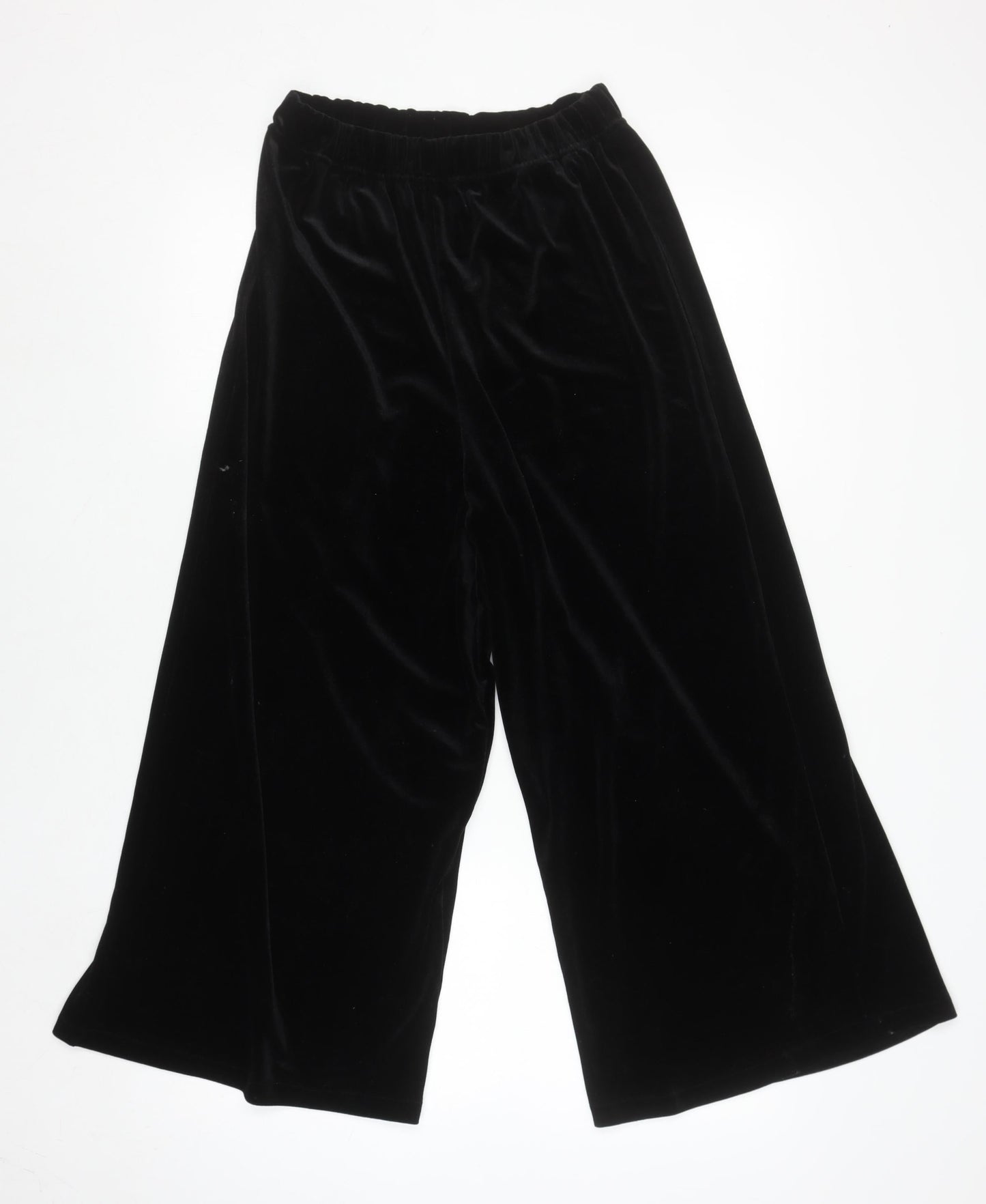 H&M Divided Black Velvet Wide-Leg Womens Trousers Size 6