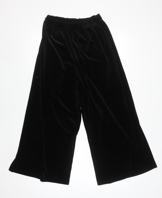 H&M Divided Black Velvet Wide-Leg Womens Trousers Size 6