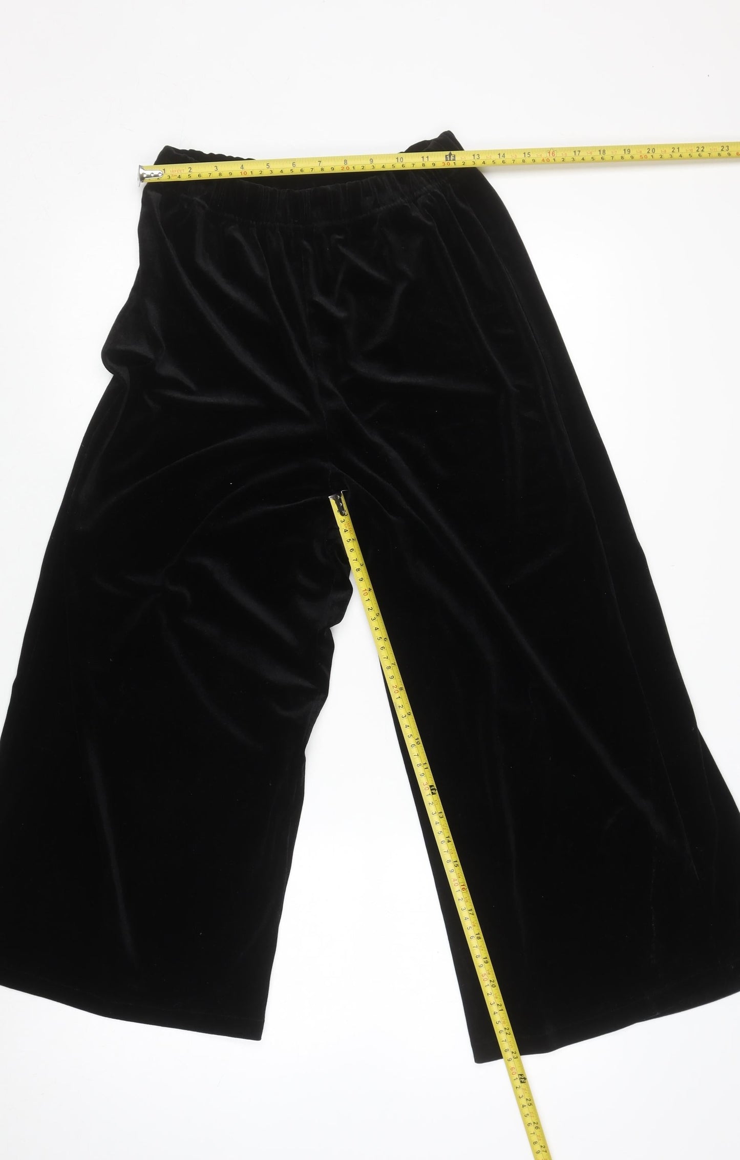 H&M Divided Black Velvet Wide-Leg Womens Trousers Size 6
