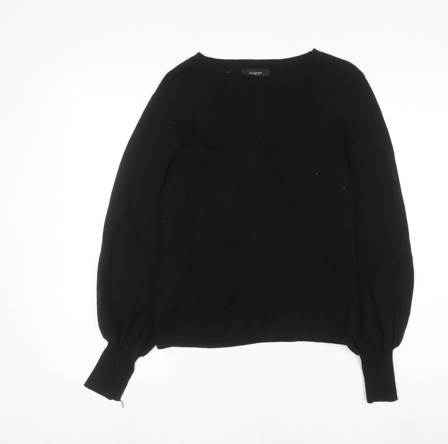 Marks and Spencer Women’s Black Wool Blend Balloon Sleeve Jumper Size 10