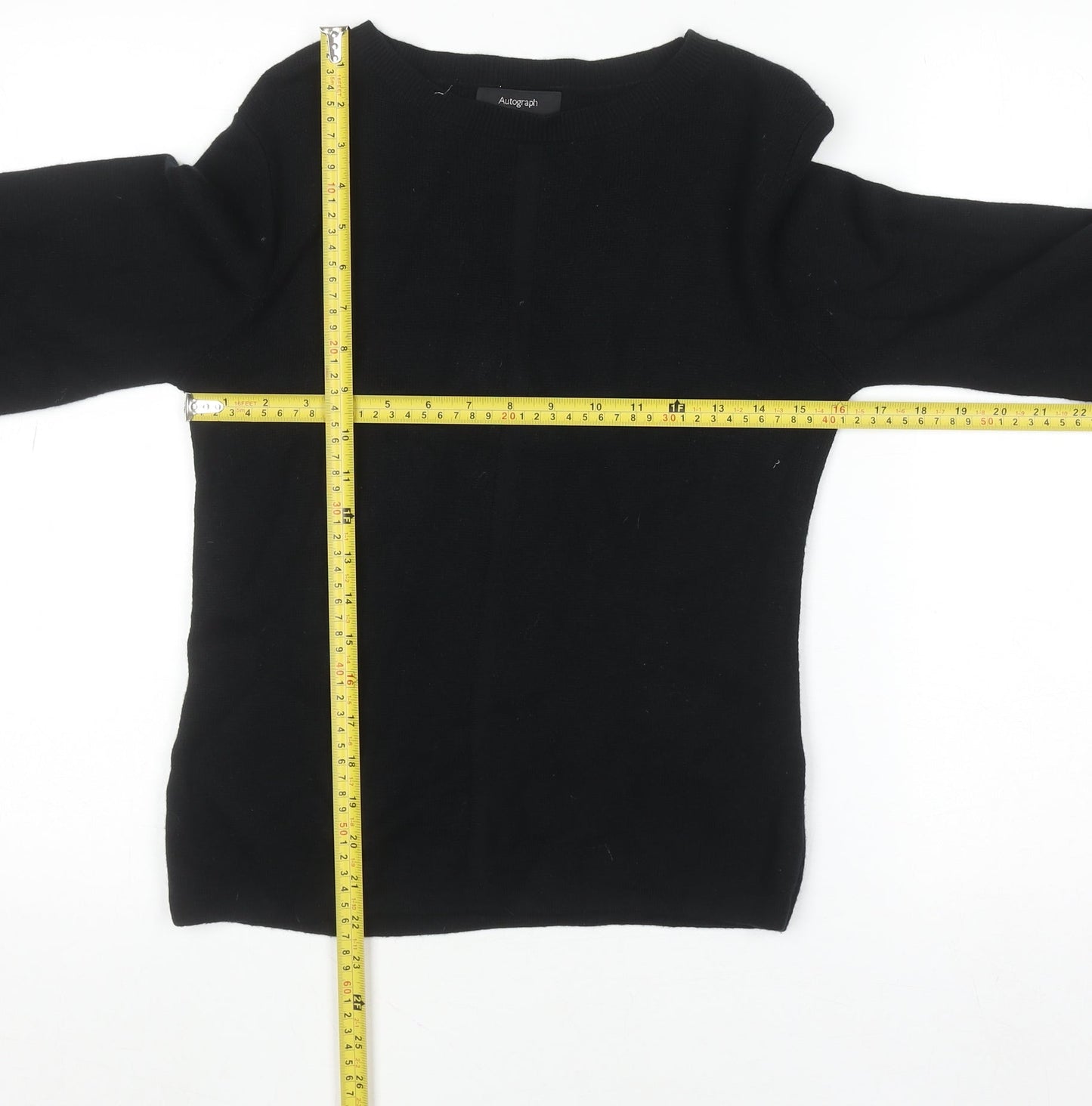 Marks and Spencer Women’s Black Wool Blend Balloon Sleeve Jumper Size 10