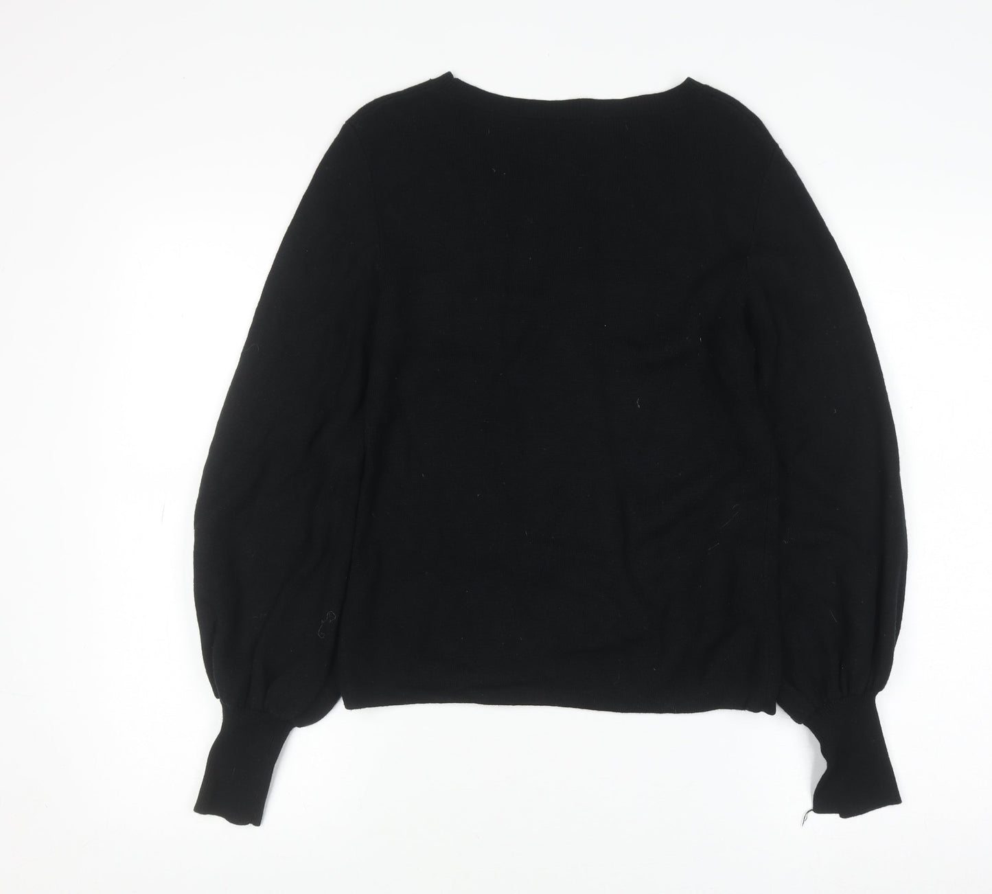 Marks and Spencer Women’s Black Wool Blend Balloon Sleeve Jumper Size 10