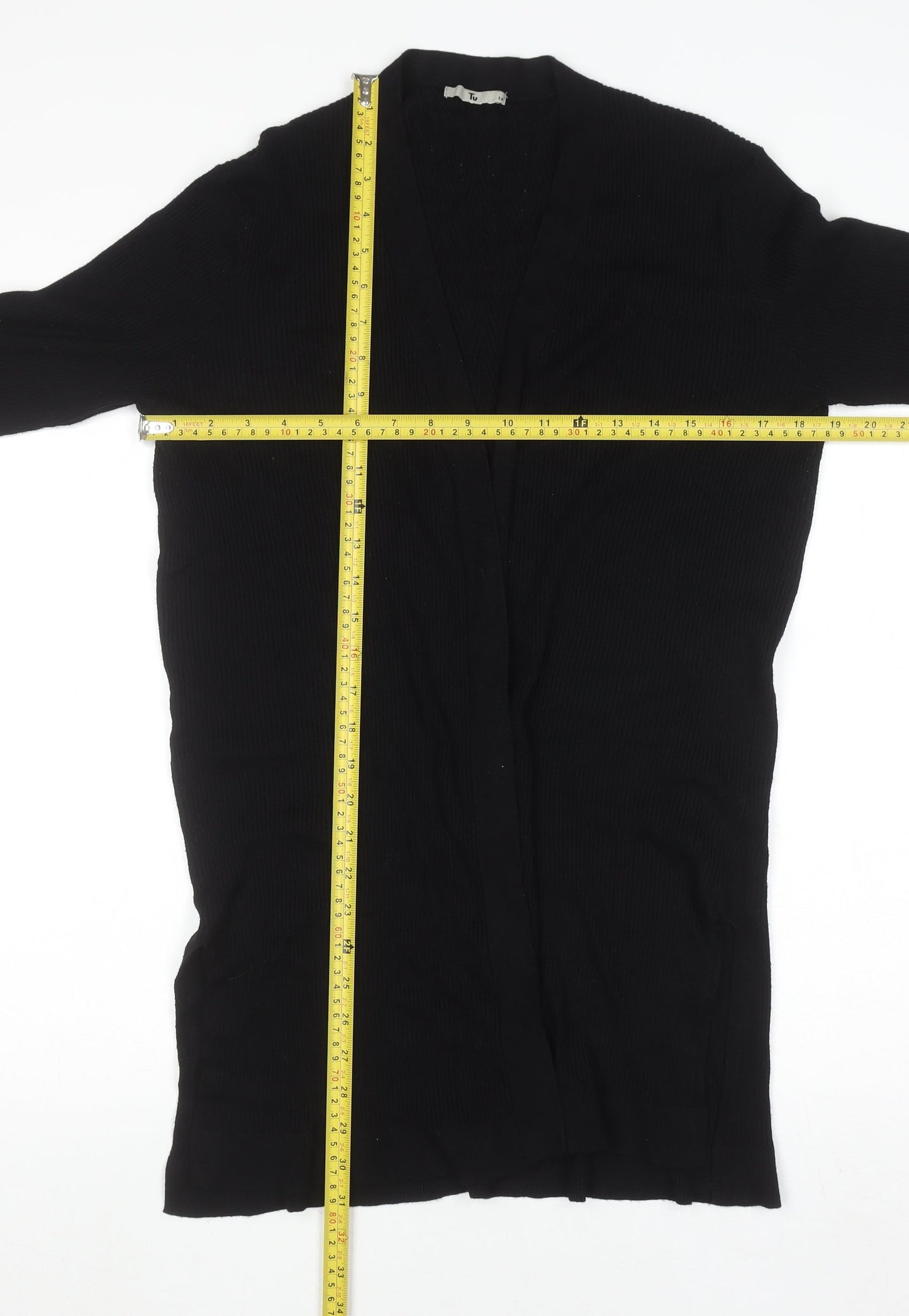Tu Womens Black Longline Knit Cardigan Size 14