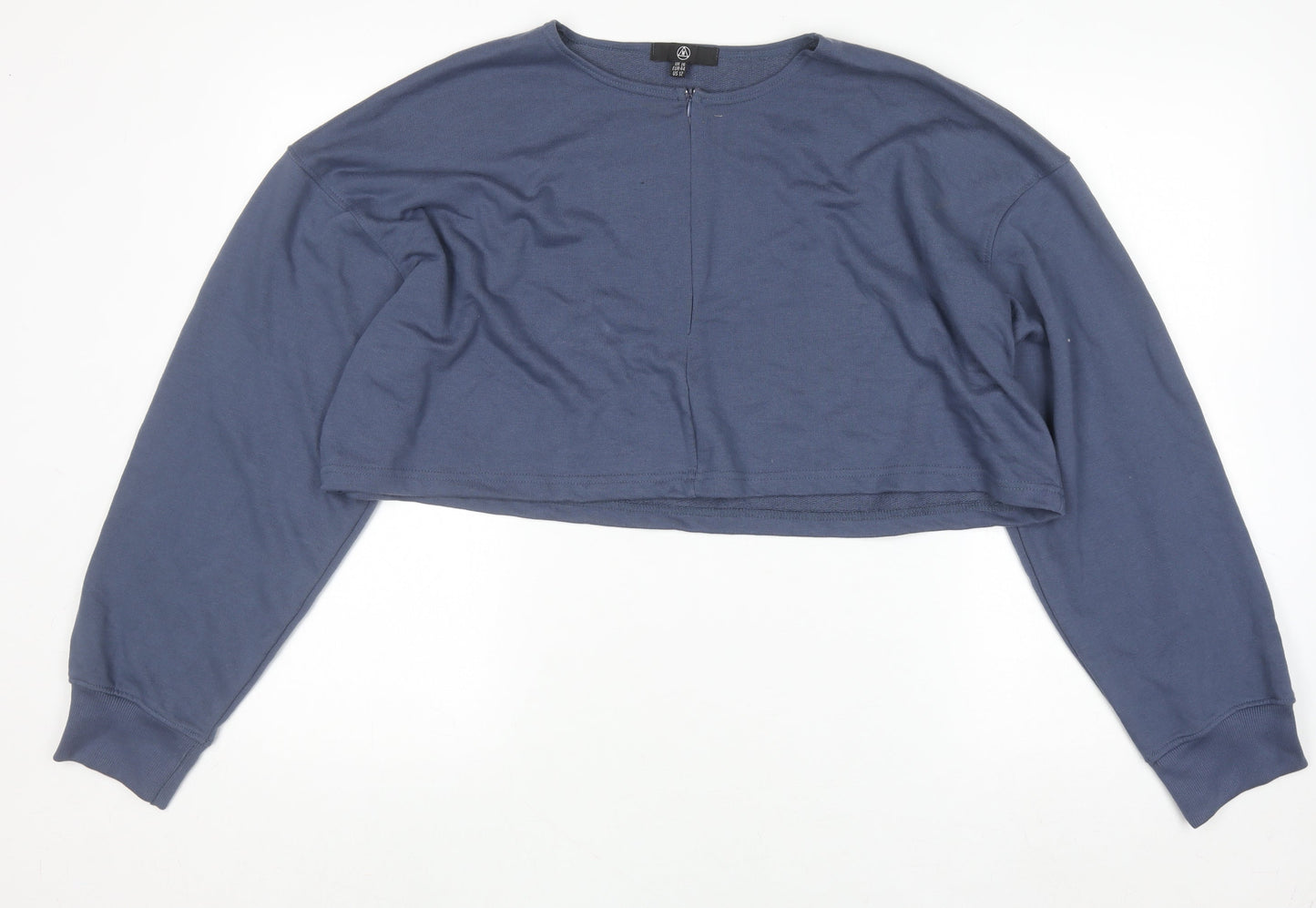 Mister A Women Blue Cropped Pullover Sweatshirt UK 16 Cotton Blend