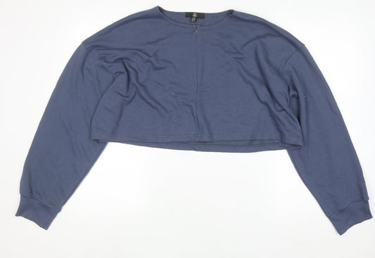Mister A Women Blue Cropped Pullover Sweatshirt UK 16 Cotton Blend