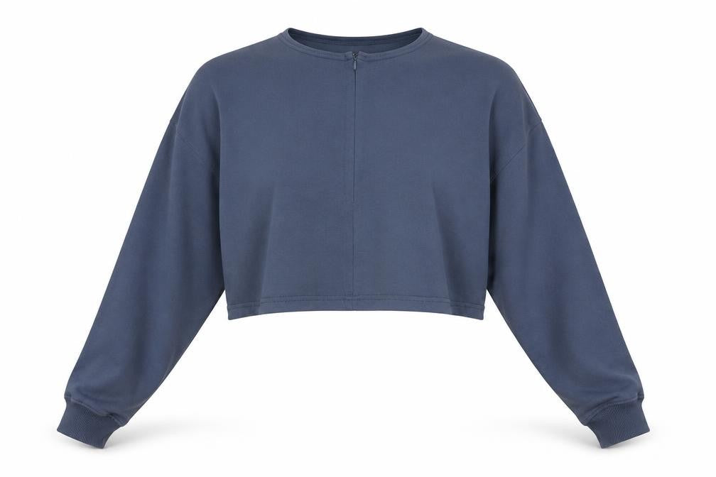 Mister A Women Blue Cropped Pullover Sweatshirt UK 16 Cotton Blend