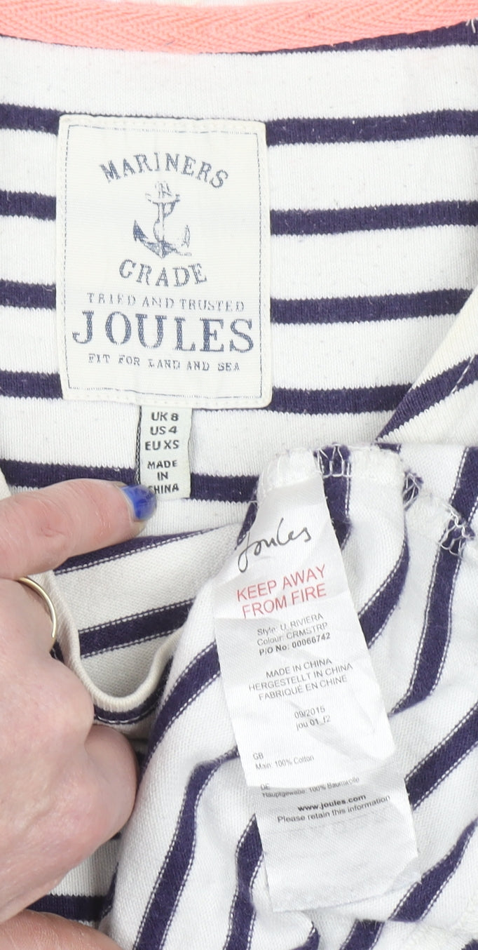 Joules Women’s Navy Stripe Cotton T-Shirt Dress Size 8