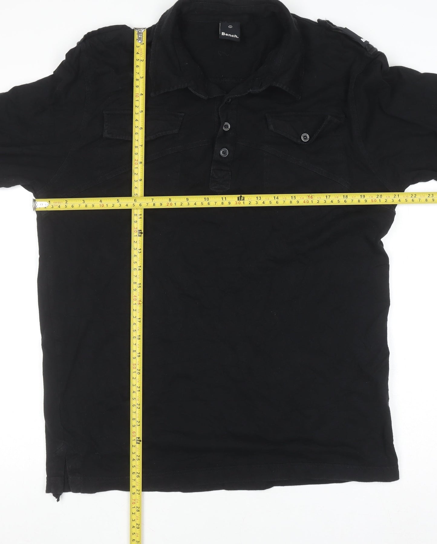 Bench Men's Black Cotton Long Sleeve Button-Up Shirt Size L
