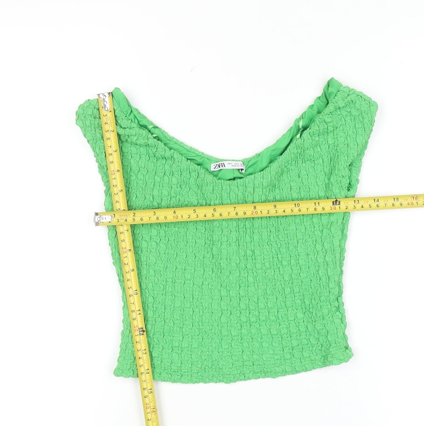 Zara Women’s Green Cropped Sleeveless Blouse M