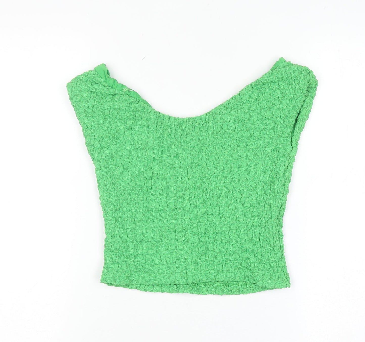Zara Women’s Green Cropped Sleeveless Blouse M