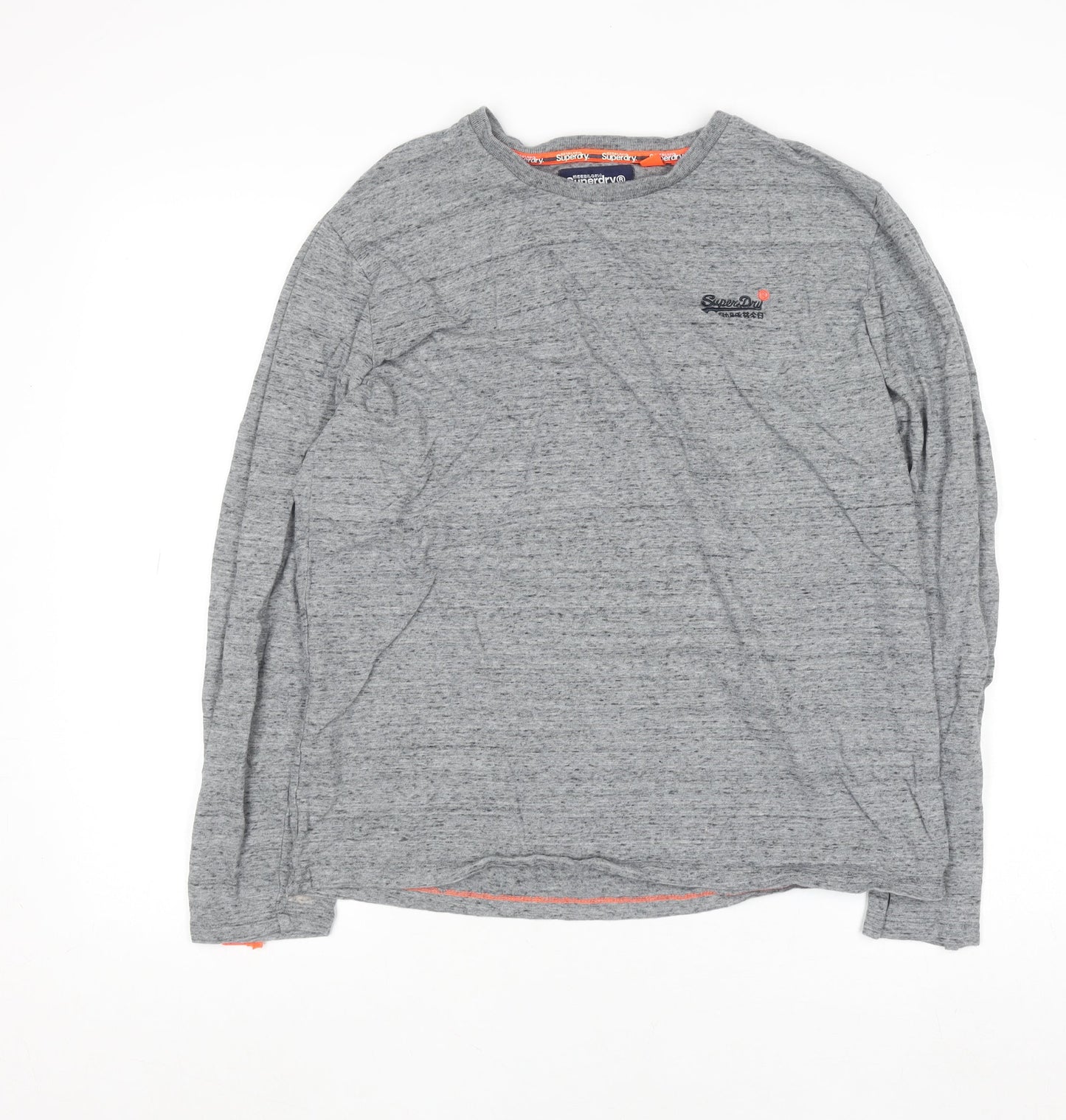 Superdry Men's Grey Long Sleeve Crew Neck Cotton Top M