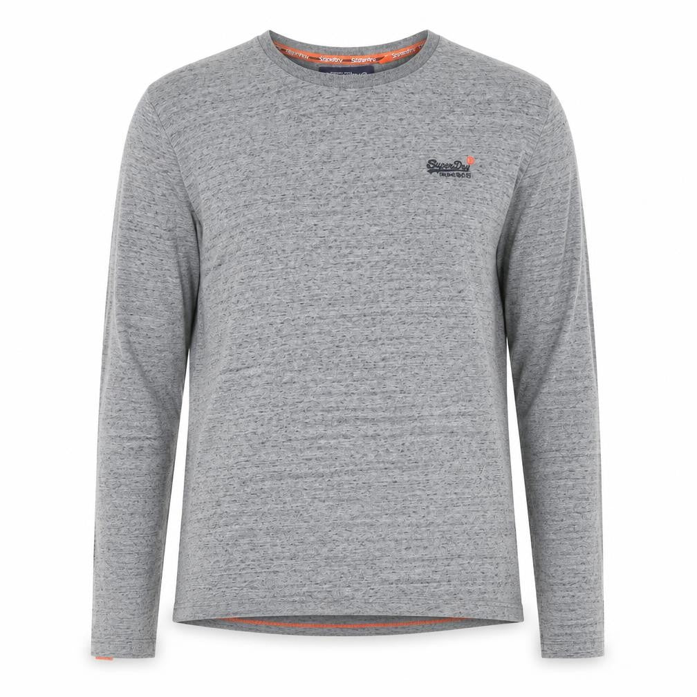 Superdry Men's Grey Long Sleeve Crew Neck Cotton Top M