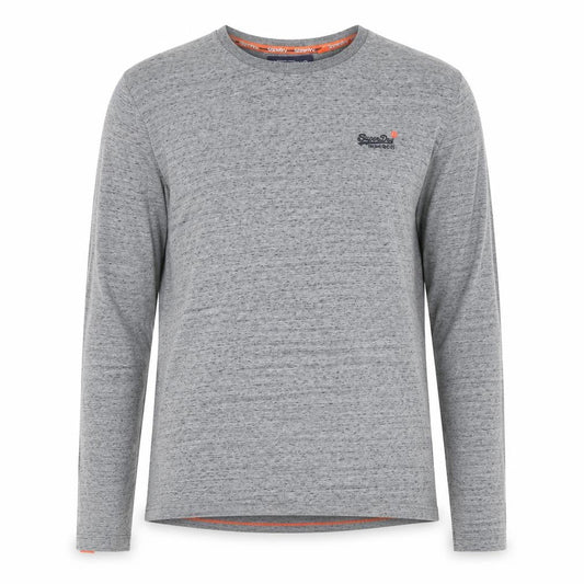 Superdry Men's Grey Long Sleeve Crew Neck Cotton Top M
