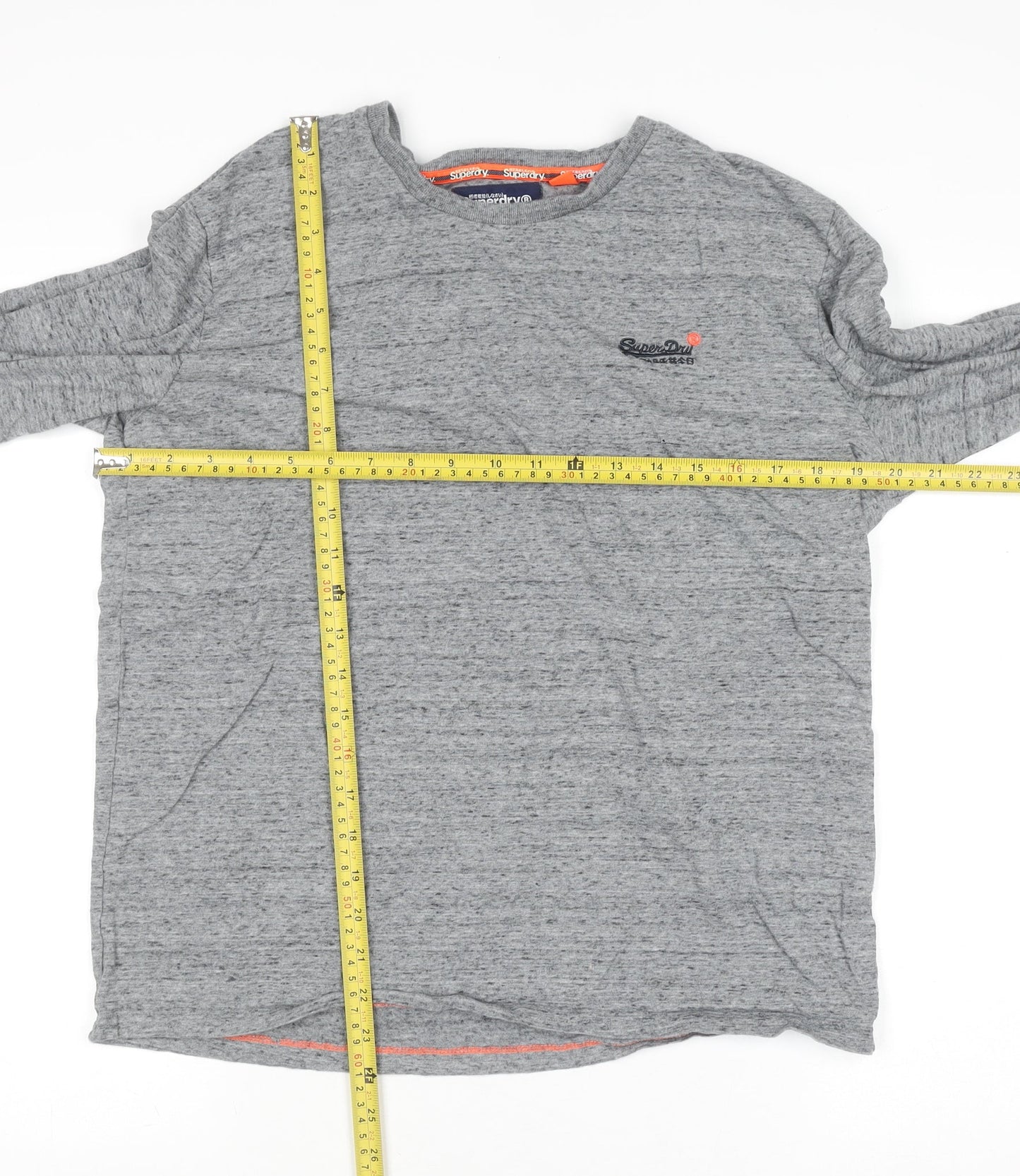 Superdry Men's Grey Long Sleeve Crew Neck Cotton Top M