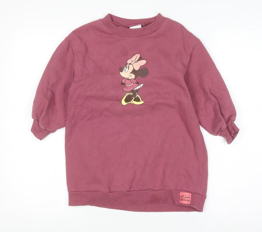 Next Girls Purple Minnie Mouse Pullover Sweatshirt 4-5 Years