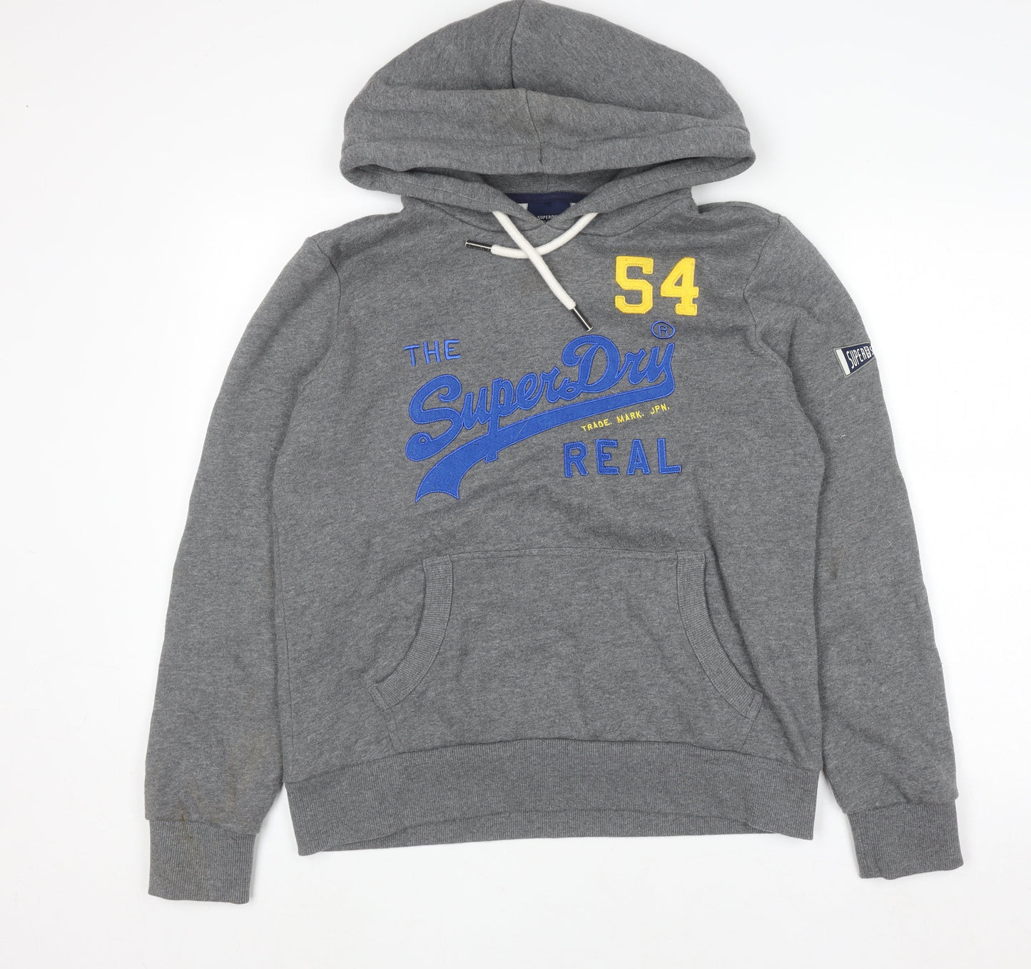 Superdry Womens Grey Pullover Hoodie Size 14 Hooded Graphic Print