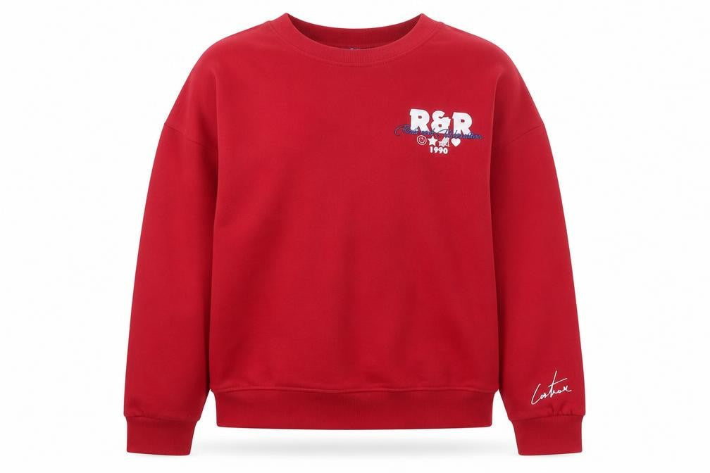 Couture Women Red Pullover Sweatshirt UK 4 Graphic Print Cotton Blend