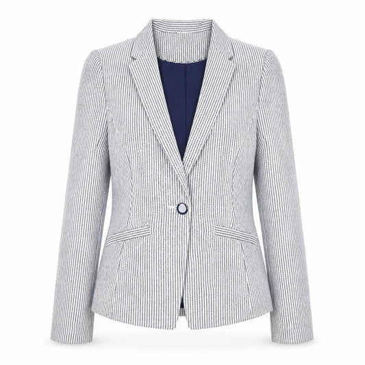 Tu Women Blue Striped Regular Fit Blazer Size 10 Workwear Jacket