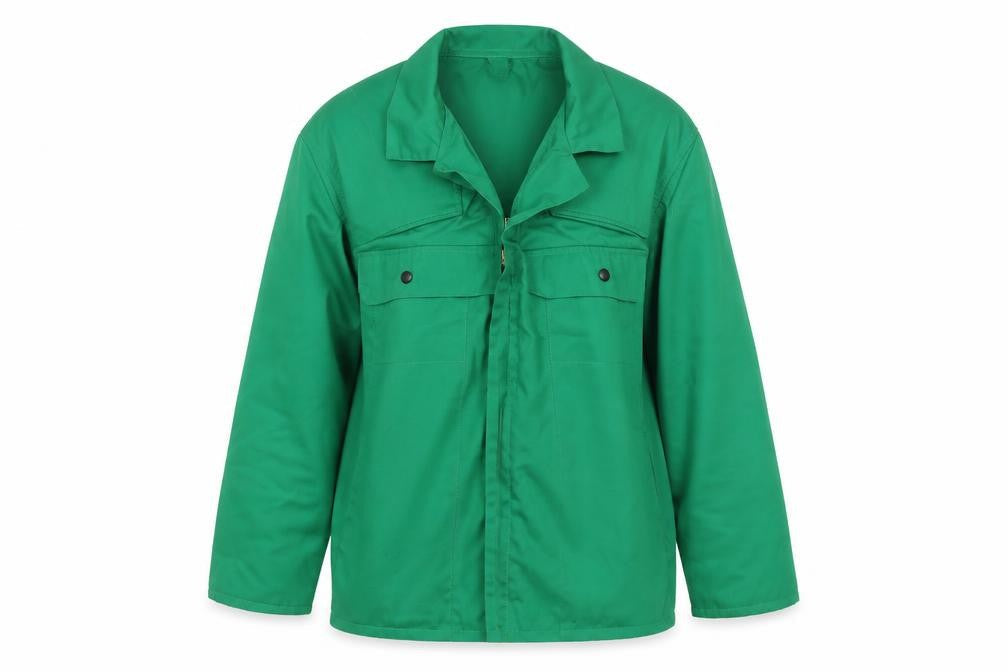 Wear2Work Men's Green L Workwear Jacket Full Zip Collared Twill Cotton Blend