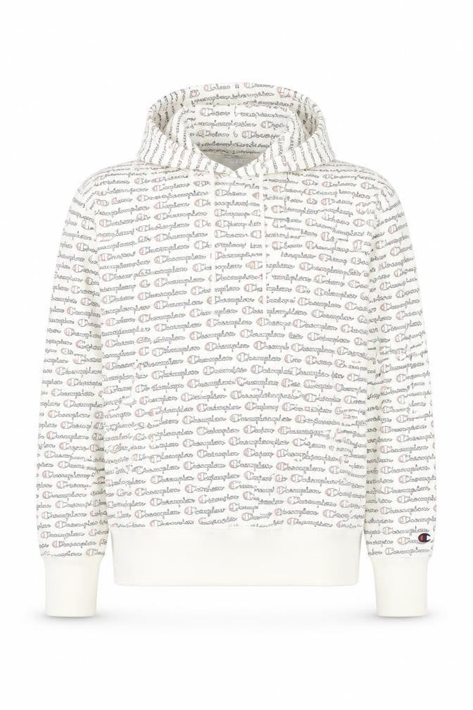 Champion Mens White Logo Pullover Hoodie Size M