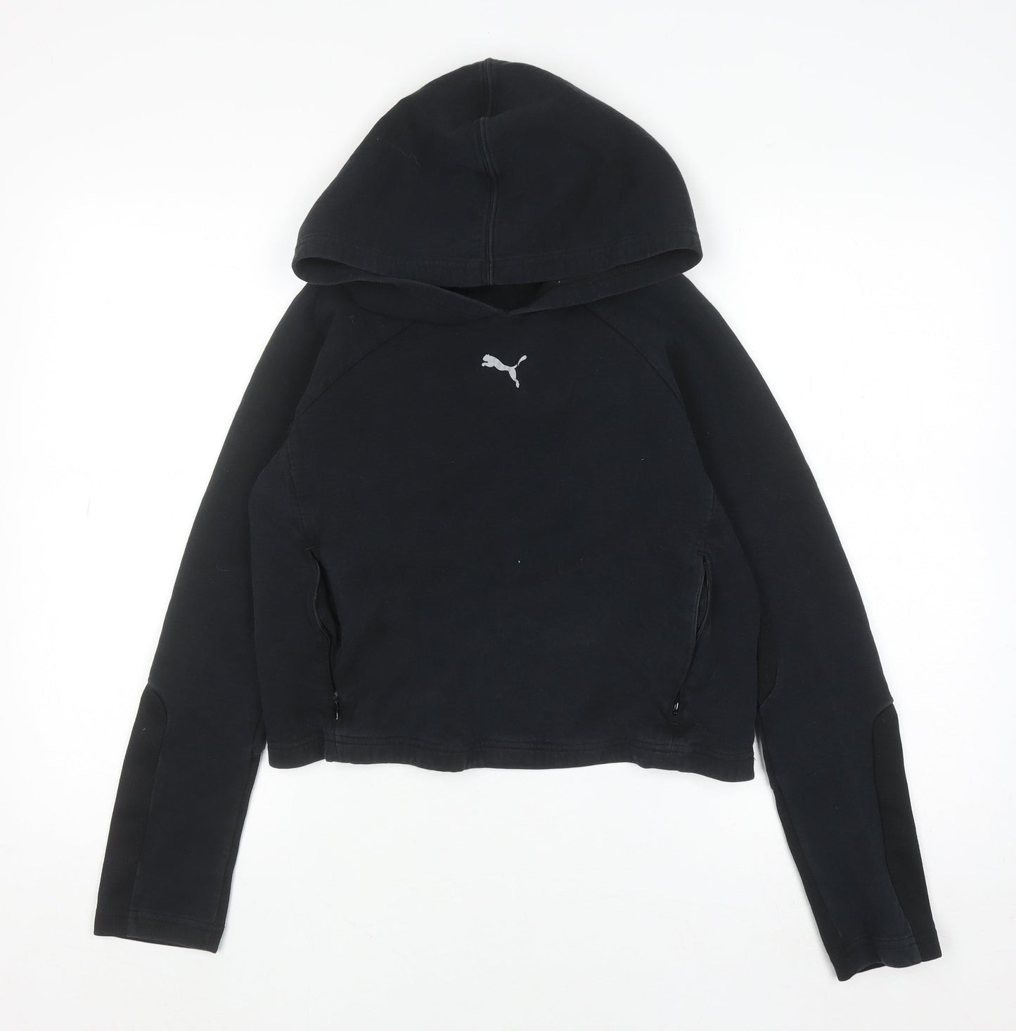 Puma Women's Black Cotton Hoodie Size M Pullover Hooded Sweatshirt